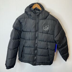 NFL Men’s Small Coat Official Gear Puffer Jacket Solid Black Winter Warm Mens